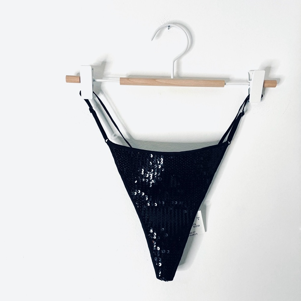 kiki de montparnasse Ange Sequin-Embellished Embroidered Tulle Thong NWT